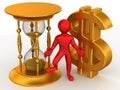 Man with hourglass and dollar Royalty Free Stock Photo