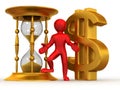 Man with hourglass and dollar Royalty Free Stock Photo