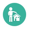 man and house icon in Badge style with shadow Royalty Free Stock Photo