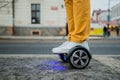 Man with hoverboard on the street