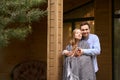 Man hugging his wife while she drinking tea Royalty Free Stock Photo