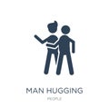 man hugging icon in trendy design style. man hugging icon isolated on white background. man hugging vector icon simple and modern