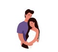 Man hugging and kissing pregnant woman. Happy family couple vector illustration. Husband and wife concept. Isolated on Royalty Free Stock Photo