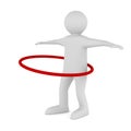 Man and hula hoop on white background