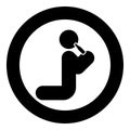 Man human drinking water alcohol beer from bottle knight position icon in circle round black color vector illustration image