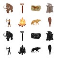 Man, hunter, onion, bonfire .Stone age set collection icons in black,cartoon style vector symbol stock illustration web. Royalty Free Stock Photo