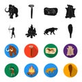 Man, hunter, onion, bonfire .Stone age set collection icons in black,flet style vector symbol stock illustration web.