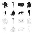 Man, hunter, onion, bonfire .Stone age set collection icons in black,outline style vector symbol stock illustration web.