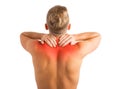 Man with hurting shoulders and back problems