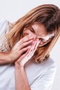 Man with hygienic tissue Royalty Free Stock Photo