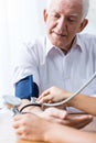 Man with hypertension and regular control Royalty Free Stock Photo