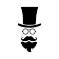 A man icon with a cap, glasses, mustache and beard - vector