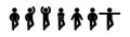 Man icon, collection of human silhouettes in various poses, people waving their hands Royalty Free Stock Photo