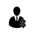 Man icon with dollar sign vector isolated on white background Royalty Free Stock Photo