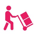 man icon driving packing boxes in basket icon. Suitable for One collection icons for websites, web design,