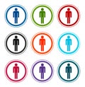 Man icon flat round buttons set illustration design Royalty Free Stock Photo