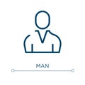 Man icon. Linear vector illustration. Outline man icon vector. Thin line symbol for use on web and mobile apps, logo, print media Royalty Free Stock Photo
