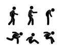 Man icon set, stick figure people pictogram, isolated silhouettes of people Royalty Free Stock Photo