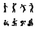 Man icon set, stick figure people pictogram, isolated silhouettes of people Royalty Free Stock Photo