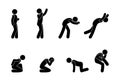 Man icon set, stick figure people pictogram, isolated silhouettes of people Royalty Free Stock Photo