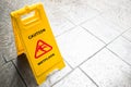 `man icon slip on wet floor`, yellow plastic stand signage