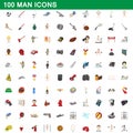 100 man icons set, cartoon style Royalty Free Stock Photo