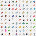 100 man icons set, isometric 3d style Royalty Free Stock Photo