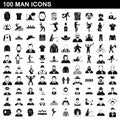 100 man icons set, simple style Royalty Free Stock Photo