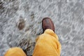 Man on icy road