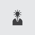 Man idea icon in a flat design in black color. Vector illustration eps10