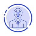 Man, Idea, Success, Light, Growth Blue Dotted Line Line Icon