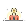 Man, Idea, Success, Light, Growth Business Flat Line Filled Icon Vector Banner Template