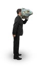 Man with iguana mask Royalty Free Stock Photo