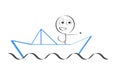 Man illustrated in boat