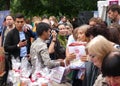 A man from India sell Indian goods in a summer park