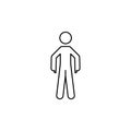 Man indicate, down icon. Element of man pointing finger thin line icon