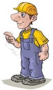 Man industrial worker cartoon character. Vector image