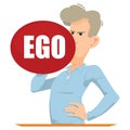 Man inflate ego balloon. Illustration for internet and mobile website