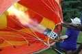 Inflating hot air balloon