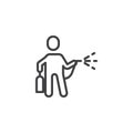 The man with insecticide spray line icon