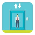 man inside the elevator. Vector illustration decorative design Royalty Free Stock Photo