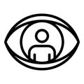 The man inside the eye icon, outline style Royalty Free Stock Photo