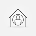 Man inside House line icon. Vector Stay At Home symbol Royalty Free Stock Photo