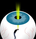A man inside a human eyeball looks out through the pupil Royalty Free Stock Photo