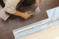 Man Installing New Laminate Wood Flooring Royalty Free Stock Photo