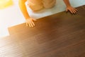 Man Installing New Laminate Wood Flooring Royalty Free Stock Photo