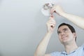 Man Installing Smoke Or Carbon Monoxide Detector Royalty Free Stock Photo