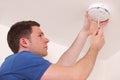 Man Installing Smoke Or Carbon Monoxide Detector Royalty Free Stock Photo