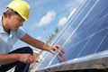 Man installing solar panels Royalty Free Stock Photo