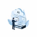 Man interacting with AI cloud data visualization Royalty Free Stock Photo